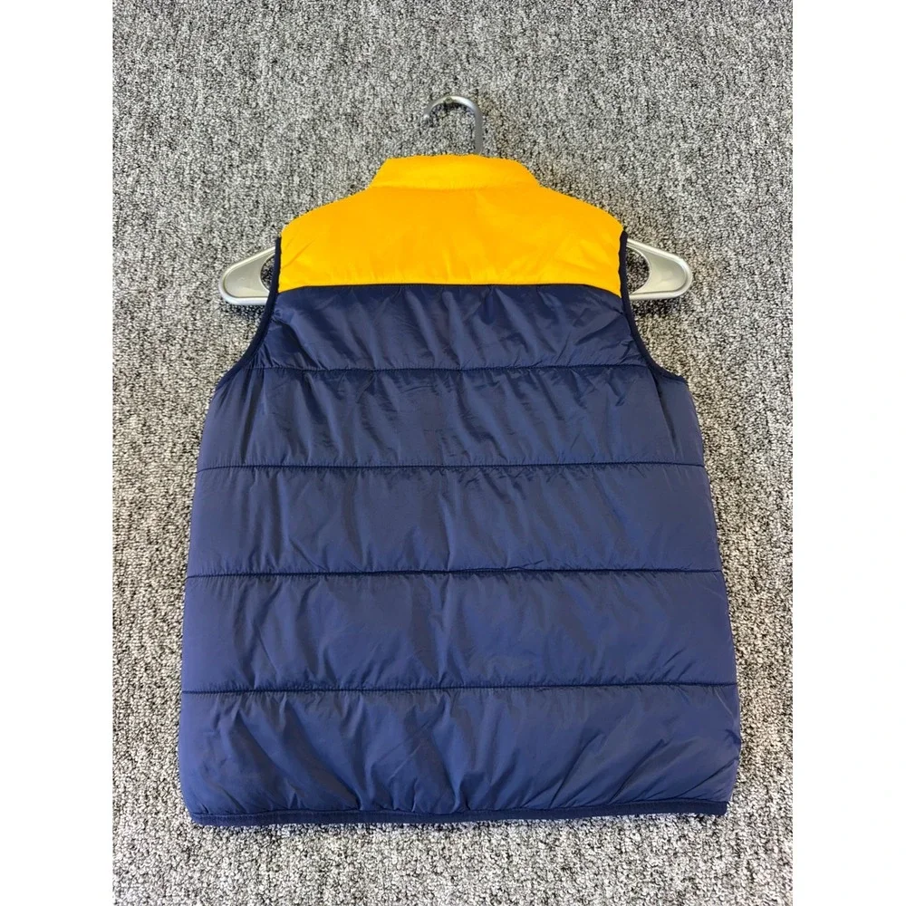 Janie and Jack Reversible Puffer Vest Boys 7/8 Blue Yellow Adventure Outerwear